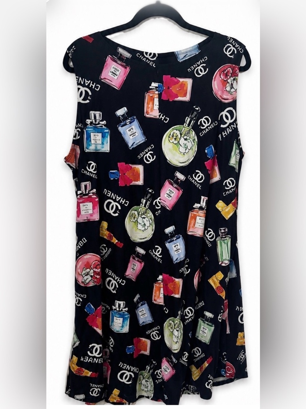 Y2K Perfumed Inspired Colorful Black Sleeveless Mini Dress Multicolor